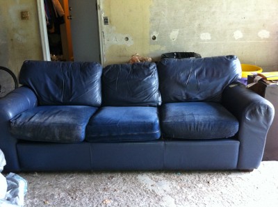 blue leather coach