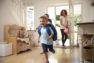 school kids running